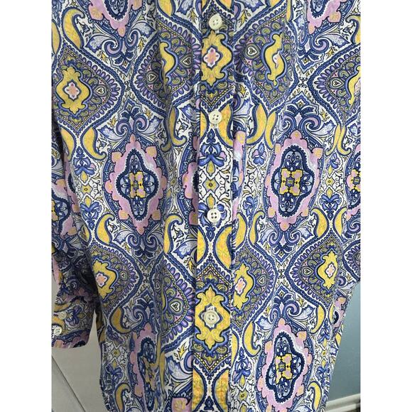 Talbots Blouse Size XL Pink Paisley Kaleidoscope Officecore Preppy Spring - Picture 5 of 10
